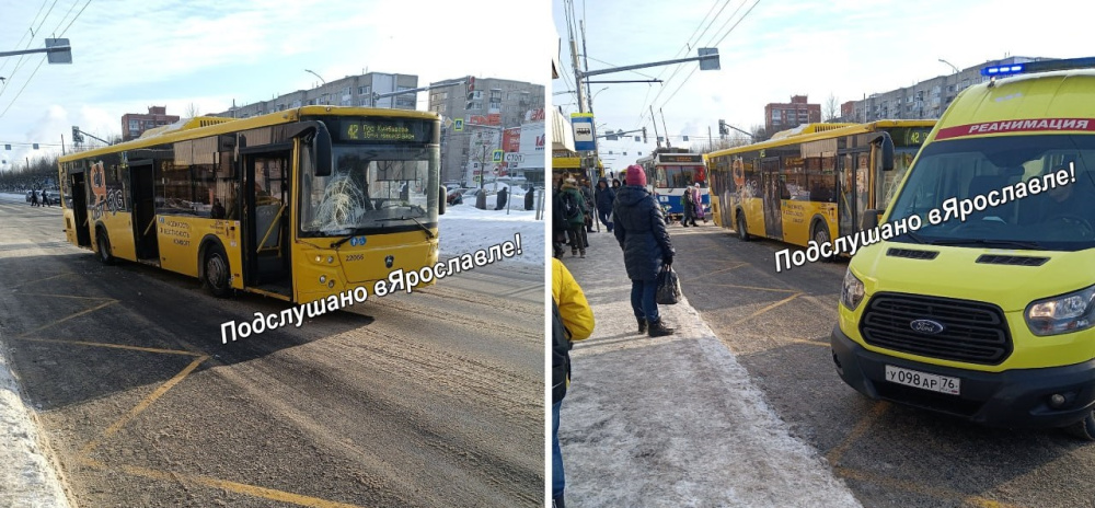 Лобовое стекло треснуло от удара: в Ярославле жёлтый автобус сбил девушку