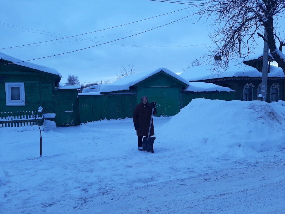 «Есть женщины в русских селениях!»: в Ярославской области 93-летняя бабушка убирает снег