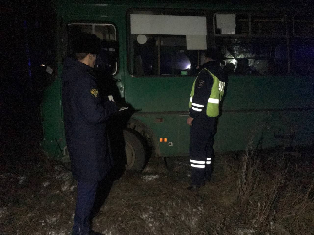 В салоне были несовершеннолетние: в Ярославской области пассажирский автобус съехал в кювет