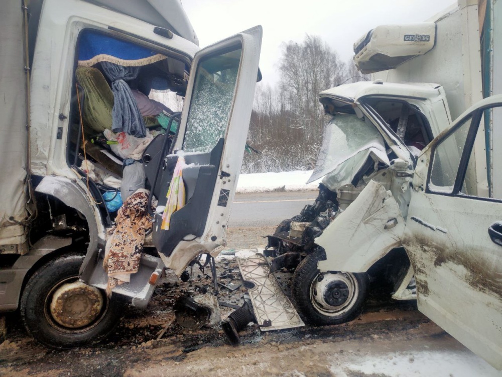 В Ярославской области в лобовом столкновении двух грузовиков погиб водитель