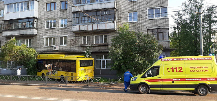 В Ярославле автобус сбил дорожное ограждение и протаранил дерево_241640