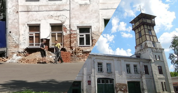 В Ярославской области обрушилась часть стены столетней пожарной части