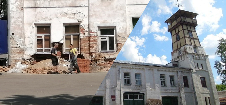 В Ярославской области обрушилась часть стены столетней пожарной части