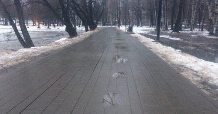 Новая тротуарная плитка просела в парке «Нефтяник» 