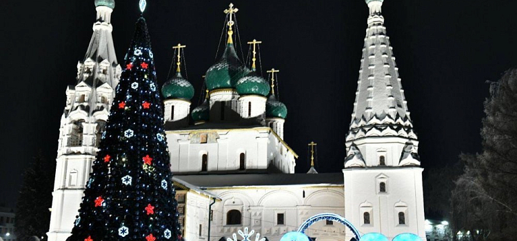 18 метров! В Ярославле на Советской площади установили новогоднюю елку