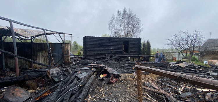 При ночном пожаре под Ярославлем пострадал человек и погибли животные_296929