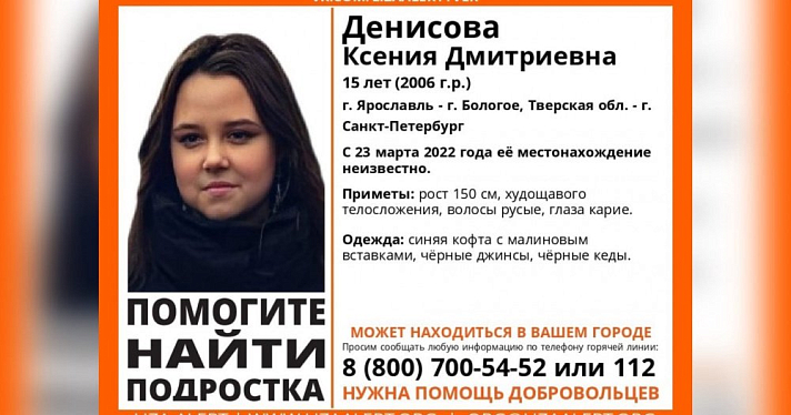 Ищут с марта: в Ярославской области пропала 15-летняя девушка