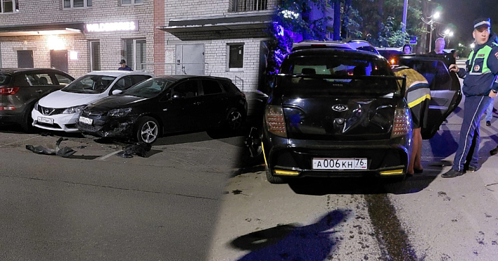 В Ярославле стритрейсер на «Гранте» разбил во дворе несколько автомобилей