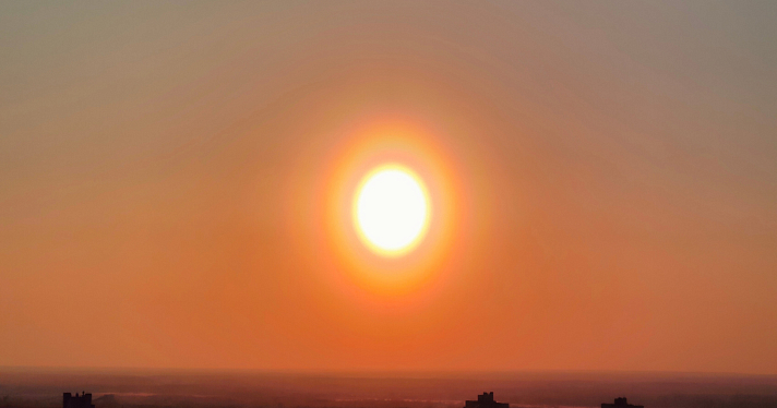 Ярославцы на закате наблюдали за Солнцем в пыльцевой короне_238474