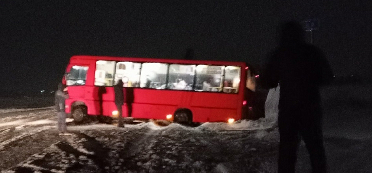 Под Ярославлем автобус с пассажирами вылетел с дороги_260292