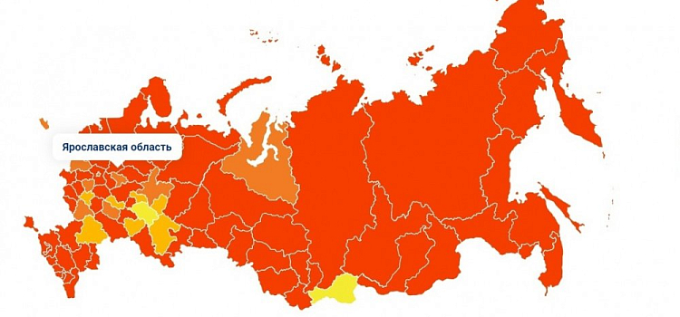 Ярославская область снова стала красной на тепловой карте заболеваемости коронавируса