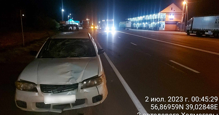 В Ярославской области на трассе М-8 иномарка насмерть сбила пешехода_244949