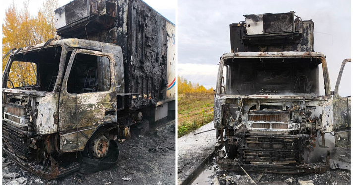 В Ярославле сгорел грузовик в промзоне