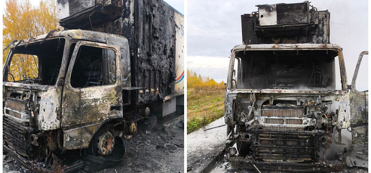 В Ярославле сгорел грузовик в промзоне