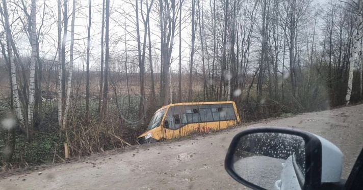 На трассе под Ярославлем автобус с детьми вылетел в кювет_270308