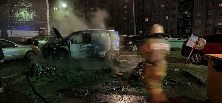 Неизвестные сожгли машину и мусорный бак в Заволжском районе