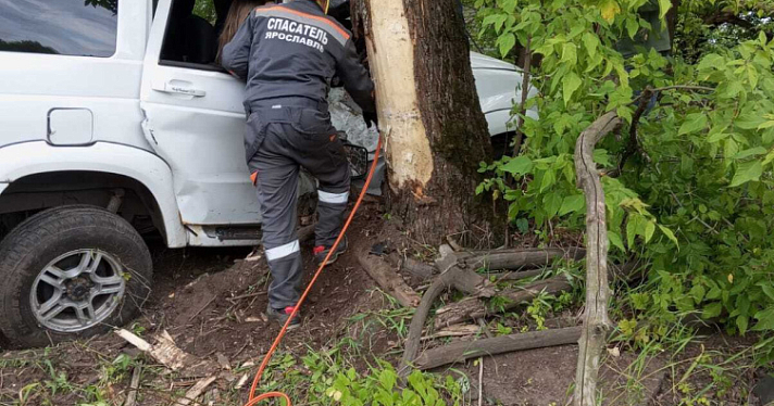 В Ярославле пострадала пассажирка врезавшегося в дерево внедорожника