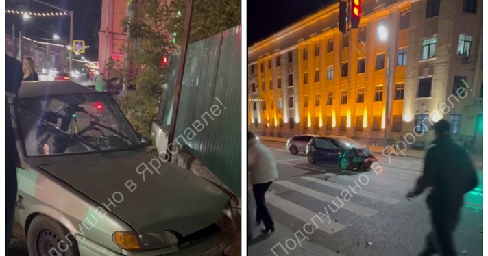 В центре Ярославля напротив здания полиции произошло жёсткое ДТП