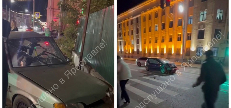 В центре Ярославля напротив здания полиции произошло жёсткое ДТП