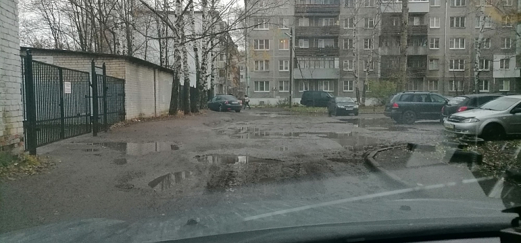 «Везде лужи, ямы, грязь»: жители Дзержинского района пожаловались на состояние дороги у школы