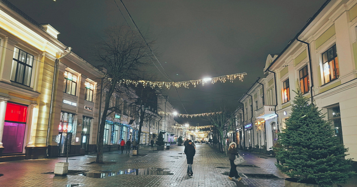 Улицу Кирова в Ярославле украсили живыми ёлками