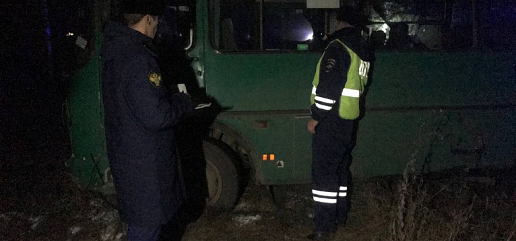 В салоне были несовершеннолетние: в Ярославской области пассажирский автобус съехал в кювет