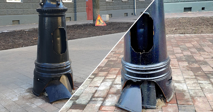 На Советской улице в Ярославле начали разрушаться новые чугунные фонари