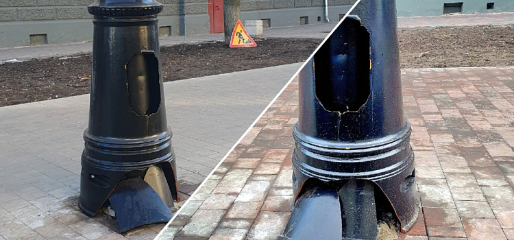 На Советской улице в Ярославле начали разрушаться новые чугунные фонари