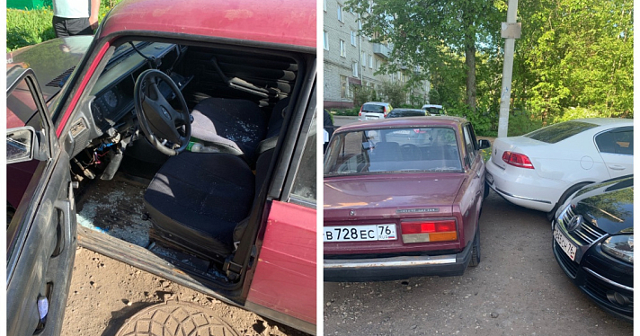 В Ярославле парень попытался угнать «Жигули», но не смог выехать с парковки и врезался в столб