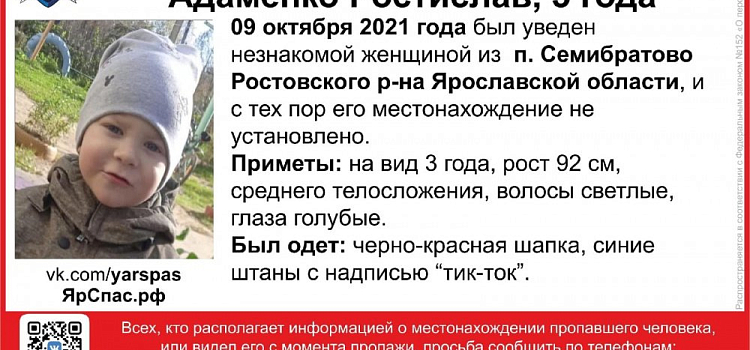 В Ярославской области похитили трехлетнего мальчика