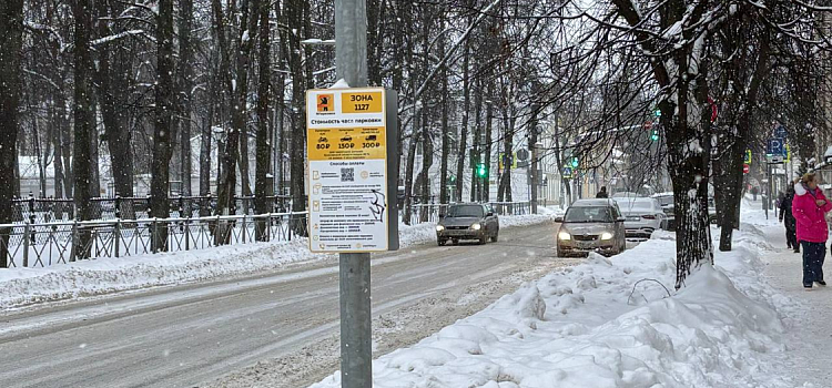 Платные парковки в центре Ярославля сместились на середину дороги _309500