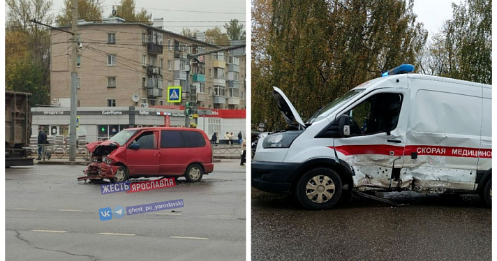 В Ярославле в ДТП попали фургон и скорая помощь